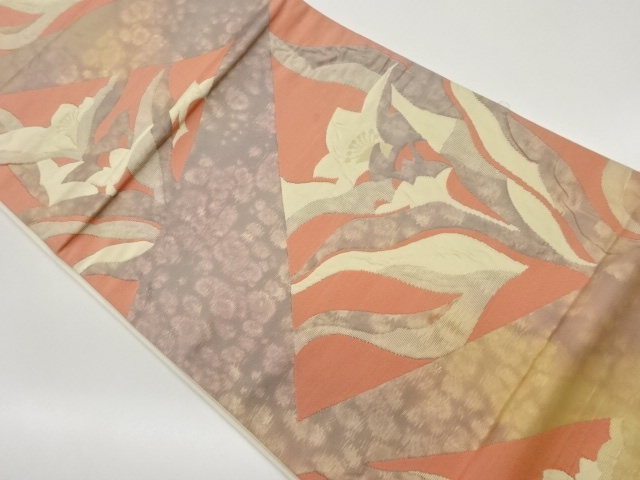 JAPANESE FUKURO OBI / MATELASSE / WOVEN FLORAL PLANTS